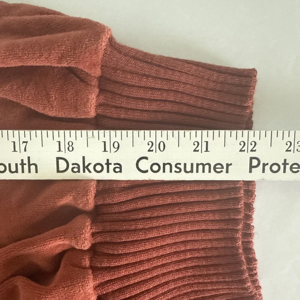 Vintage Sears The Fashion Place Velour pullover Sweater Med  70's Rust cowl Neck